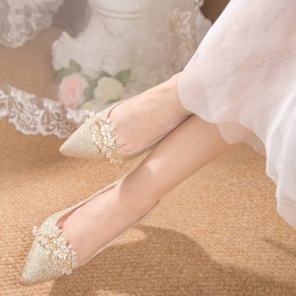 Flowers Fashion Thin High Heels comfortable Wedding Shoes - Image 11