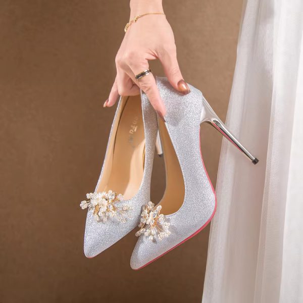 Flowers Fashion Thin High Heels comfortable Wedding Shoes - Image 14