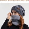 Two-piece  Acrylic Thick and Warm Ear protection Woolen Hat with Velvet Scarf - Image 13
