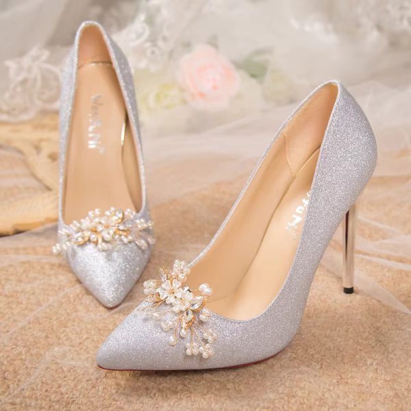 Flowers Fashion Thin High Heels comfortable Wedding Shoes - Image 15