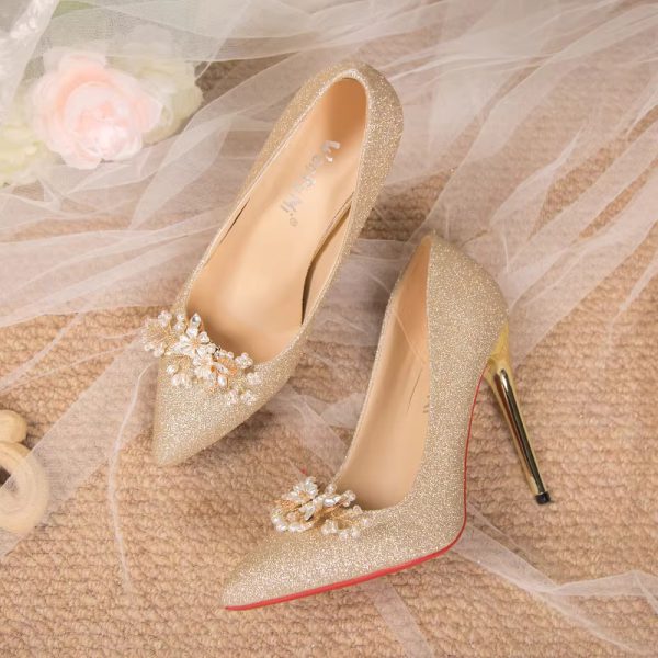 Flowers Fashion Thin High Heels comfortable Wedding Shoes - Image 16