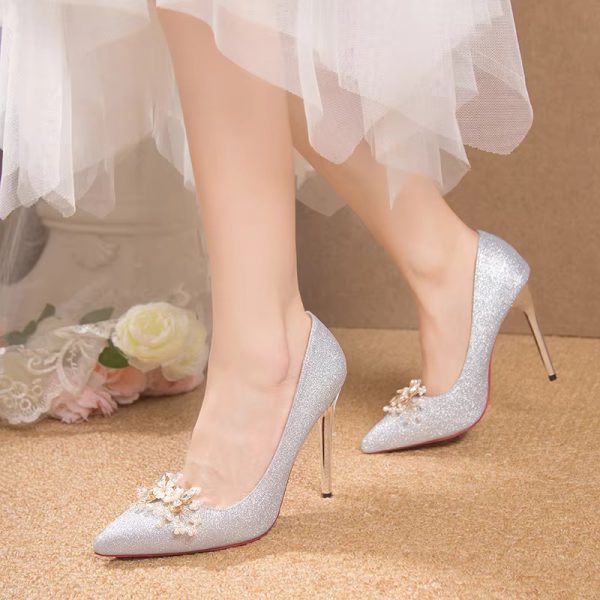 Flowers Fashion Thin High Heels comfortable Wedding Shoes - Image 17