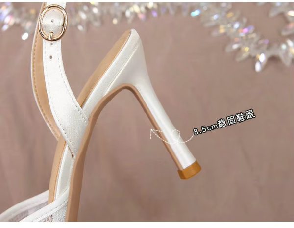 Pearl Fashion High Heels Lace Shoes Bridesmaid Shoes Pumps - Image 12