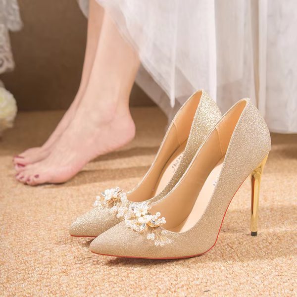 Flowers Fashion Thin High Heels comfortable Wedding Shoes - Image 18