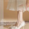 Butterfly Fashion Satin Pointed Pearl Bowknot Bridesmaid High Heel Sandals - Image 8