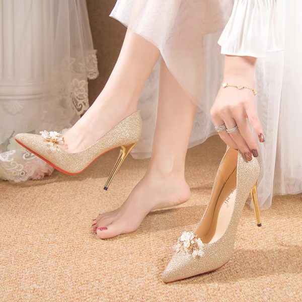 Flowers Fashion Thin High Heels comfortable Wedding Shoes - Image 19