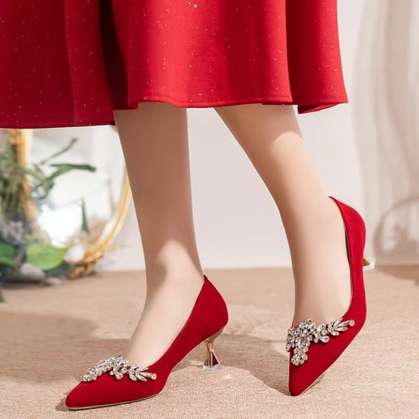 French Thin Fashion High Heels Bridal Shoes - Image 5