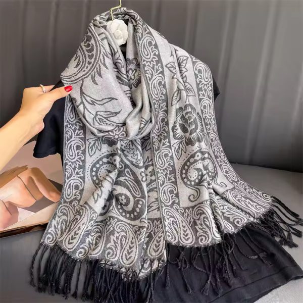 Luxury Cashmere Pashmina Printed Foulard Cotton Shawl - Image 2