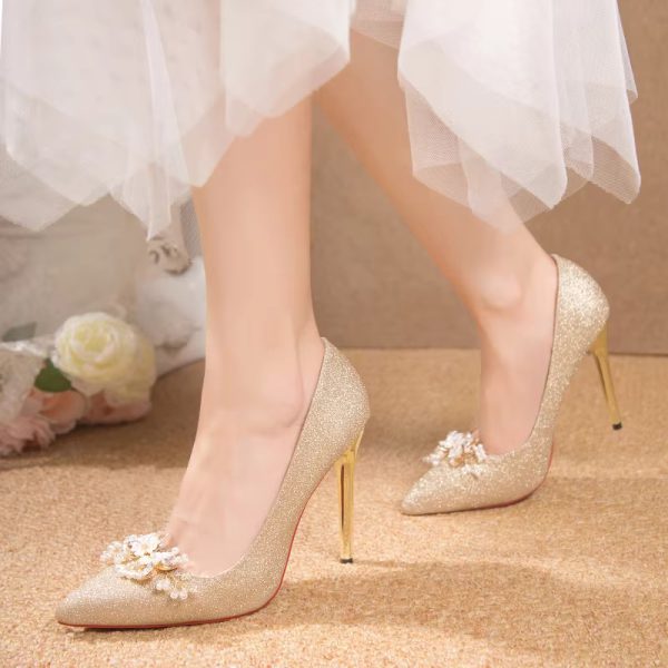 Flowers Fashion Thin High Heels comfortable Wedding Shoes - Image 22