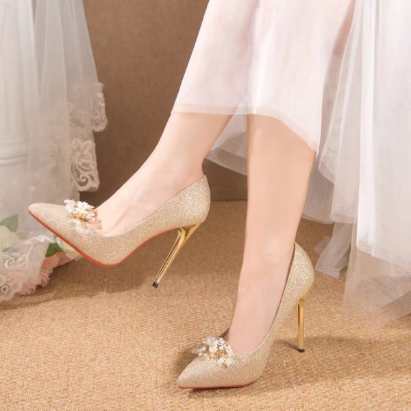 Flowers Fashion Thin High Heels comfortable Wedding Shoes