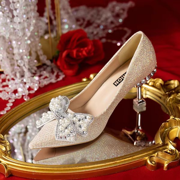 Rhinestone Fashion High Heels Metal Buckle  Bridel Shoe High Heel - Image 23