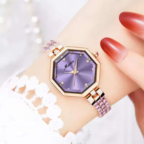 Shiny Crystal Luxury Diamond Hook Buckle Quartz Bracelet Wristwatch