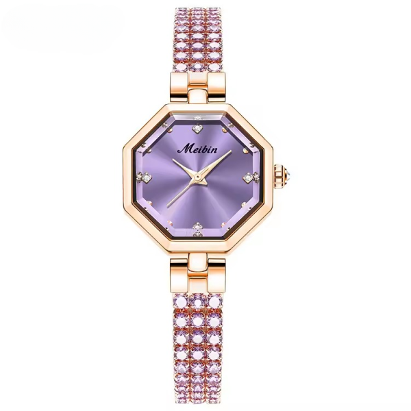 Shiny Crystal Luxury Diamond Hook Buckle Quartz Bracelet Wristwatch - Image 3