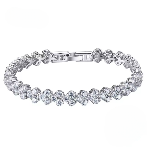 Solid Silver 925 Lab Diamonds Simulated Wedding Cocktail Party Fine Jewelry Bracelets - Image 5