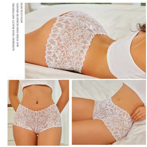 Trendy Floral Nylon Lace Low-Rise Panties - Image 6