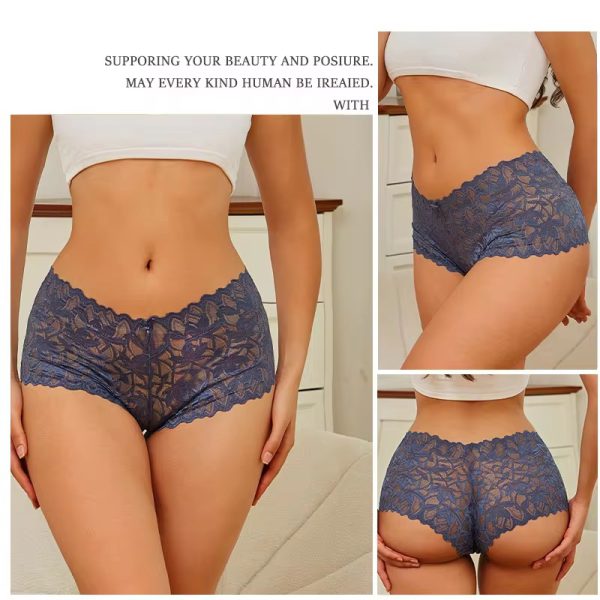 Trendy Floral Nylon Lace Low-Rise Panties - Image 4