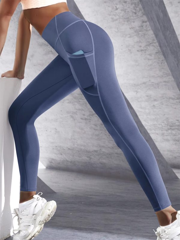 Trendy High Waist Tights With Pockets Stretch Yoga Leggings - Image 4