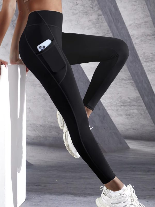 Trendy High Waist Tights With Pockets Stretch Yoga Leggings - Image 5