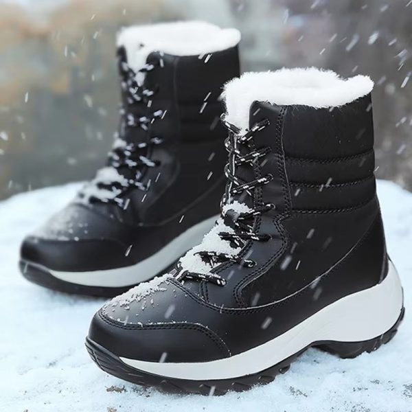 Trendy Keep Warm Snow Plush Outdoor Waterproof Heels Short Boots - Image 6