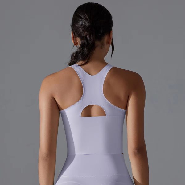 Trendy Shock-absorbing Cross Shoulder Straps Fitness Crop Top - Image 10