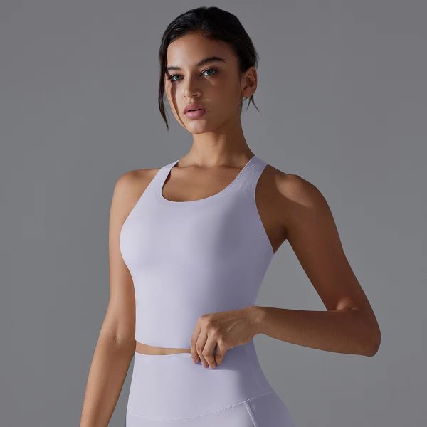 Trendy Shock-absorbing Cross Shoulder Straps Fitness Crop Top - Image 9