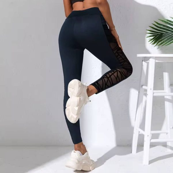 Trendy Side Pockets Mesh Splicing Yoga Tights Pants - Image 5