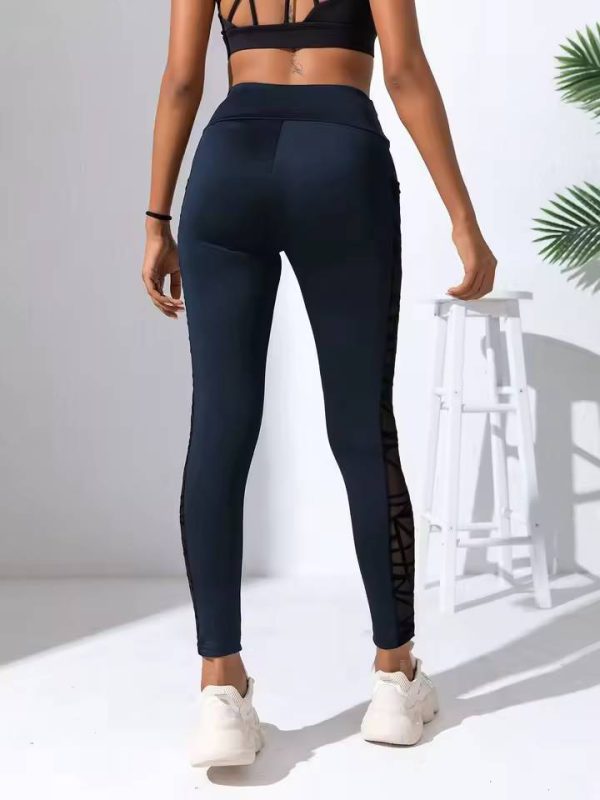 Trendy Side Pockets Mesh Splicing Yoga Tights Pants - Image 6