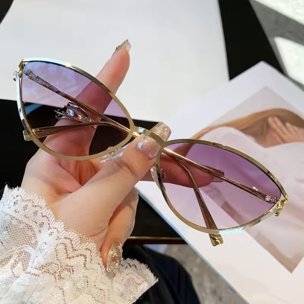 Trendy Alloy Gradient Anti-reflective Vintage Vacation Cat Eye Sunglasses - Image 9