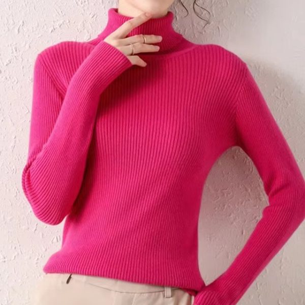 Casual Turtleneck Knitted Soft Pullovers Cashmere Jumpers Basic Soft Sweaters - Image 14