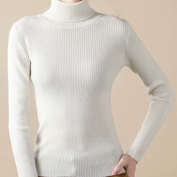 Casual Turtleneck Knitted Soft Pullovers Cashmere Jumpers Basic Soft Sweaters - Image 3