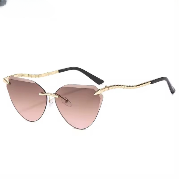 Vintage Cat Eye Rimless Trendy Metal Frameless Sun Glasses - Image 8