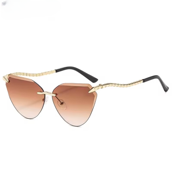 Vintage Cat Eye Rimless Trendy Metal Frameless Sun Glasses - Image 7