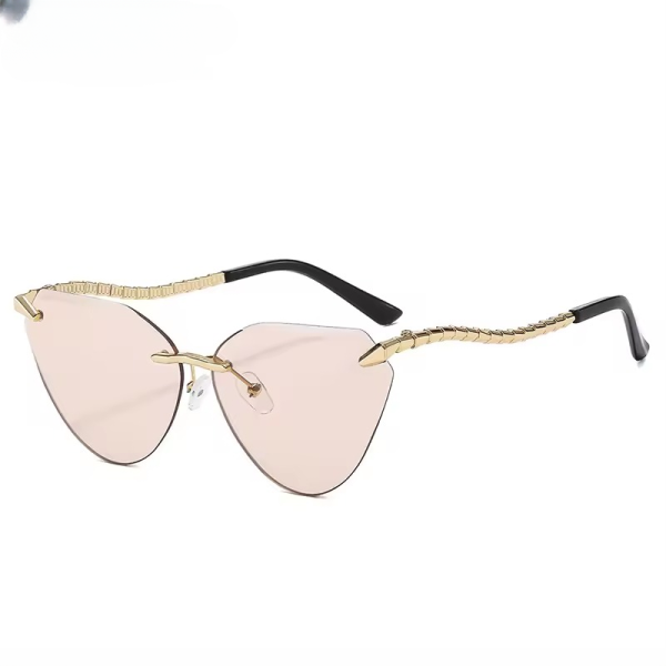 Vintage Cat Eye Rimless Trendy Metal Frameless Sun Glasses - Image 11