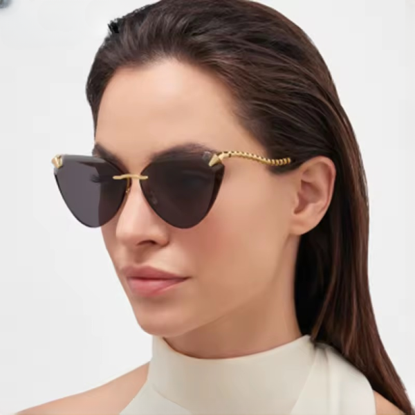 Vintage Cat Eye Rimless Trendy Metal Frameless Sun Glasses