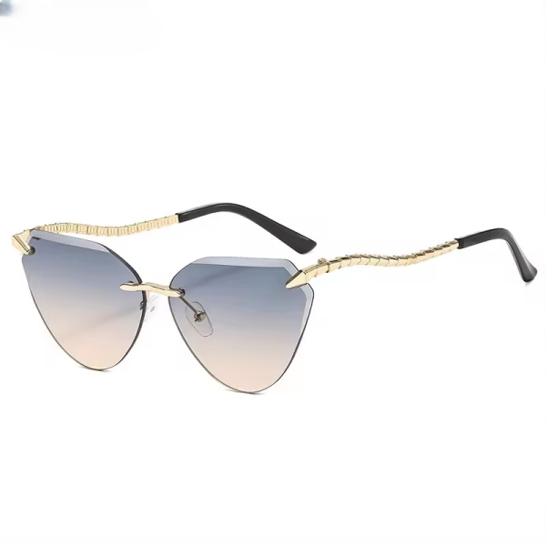 Vintage Cat Eye Rimless Trendy Metal Frameless Sun Glasses - Image 9