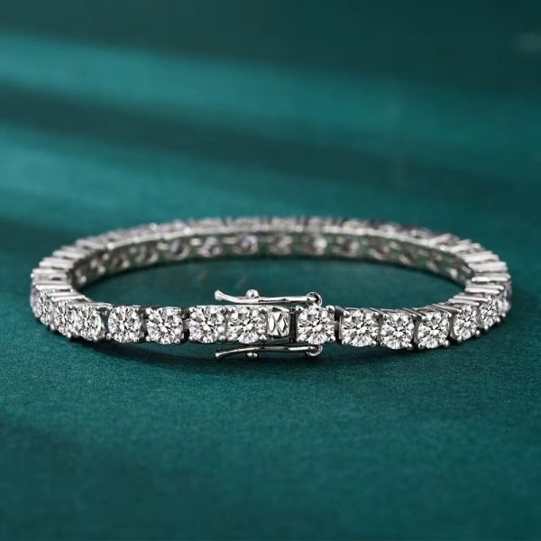 3.0mm All D Moissanite Tennis 925 Sterling Bracelets Engagement Wedding Gift - Image 2