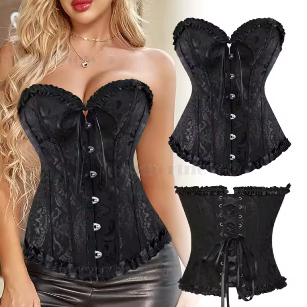 Corset Lace Up Boned Overbust Bustier Bodyshaper - Image 7