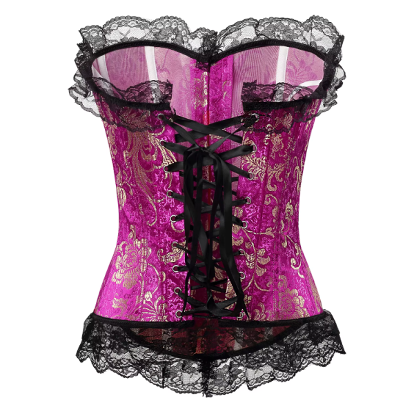 Body Shaper Floral Overbust Satin Corset Top - Image 4