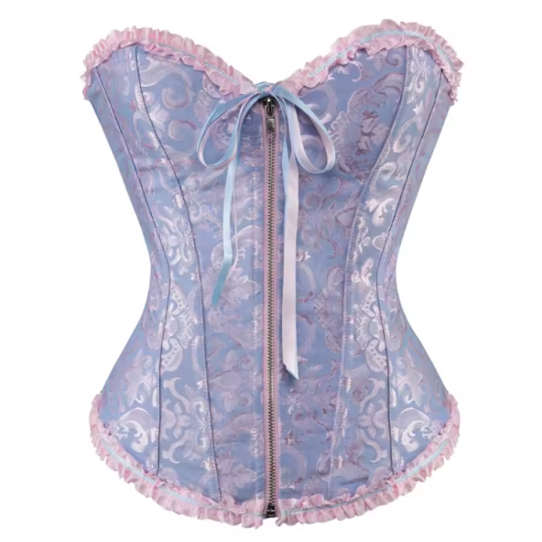 Floral Vintage Gothic Corset top with Zipper - Image 3