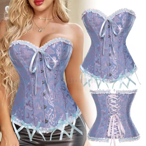 Corset Lace Up Boned Overbust Bustier Bodyshaper - Image 6