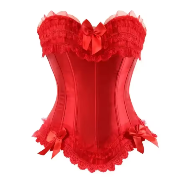 Lace Bowknot Decorated Satin Overbust Corsets