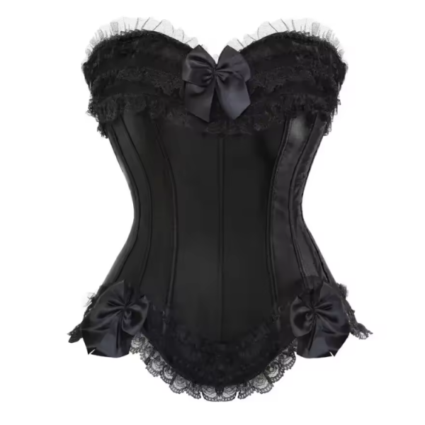 Lace Bowknot Decorated Satin Overbust Corsets - Image 6