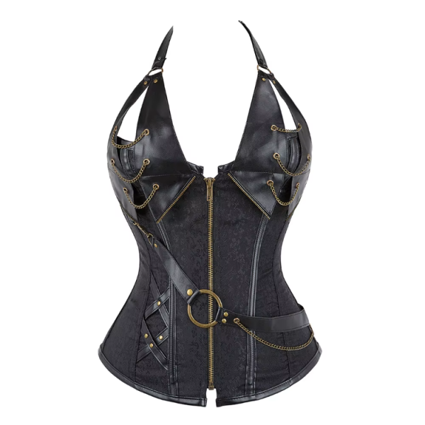 Leather Overbust Bustier Gothic Corsets Top - Image 3