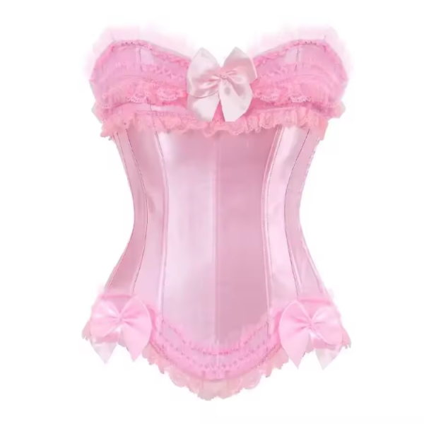 Lace Bowknot Decorated Satin Overbust Corsets - Image 4