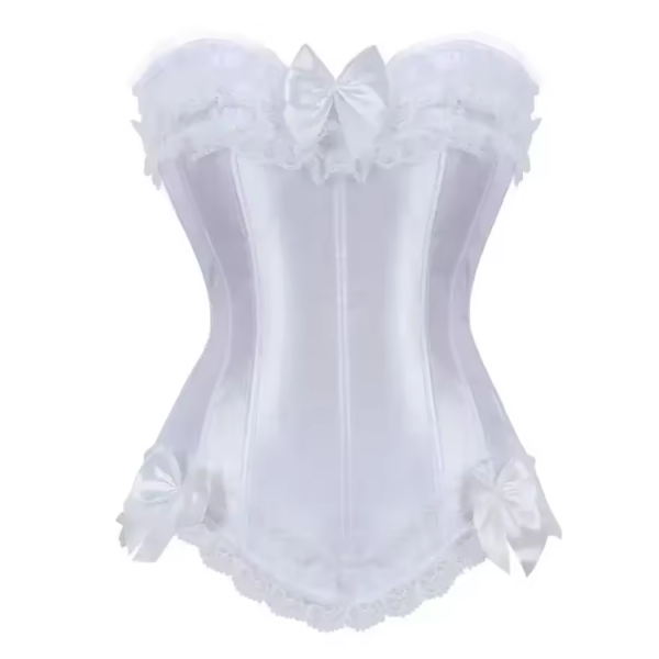 Lace Bowknot Decorated Satin Overbust Corsets - Image 2