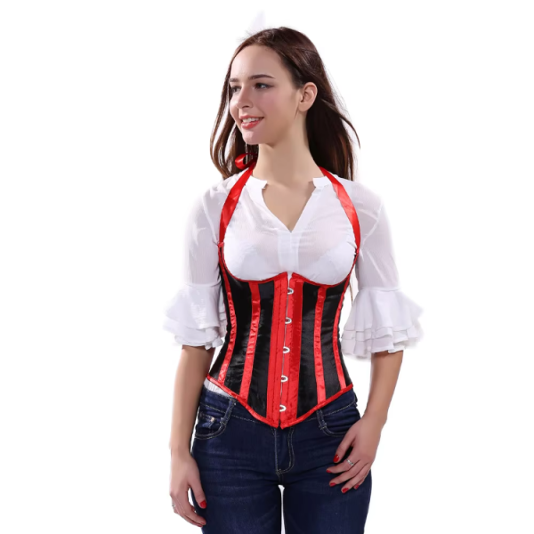 Striped Underbust Gothic Waist Shaper Corset - Image 5