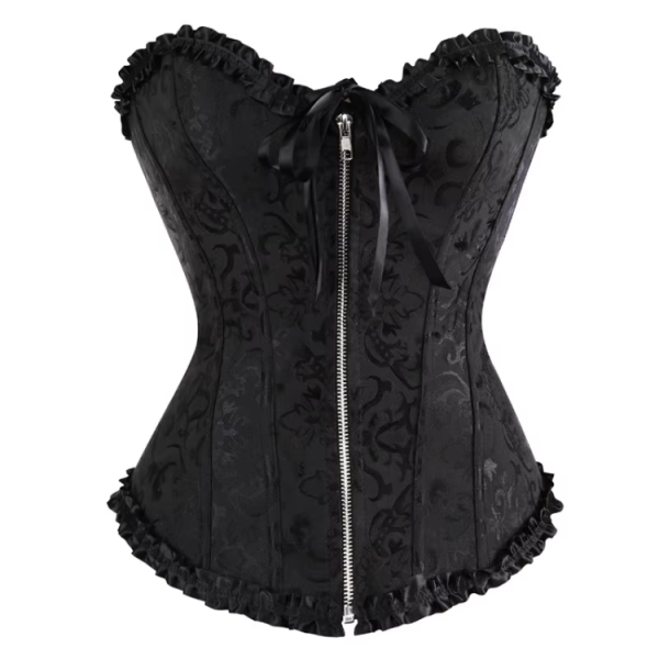 Floral Vintage Gothic Corset top with Zipper - Image 6