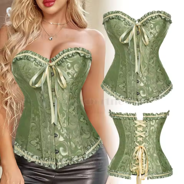 Corset Lace Up Boned Overbust Bustier Bodyshaper - Image 8