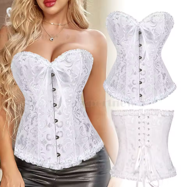 Corset Lace Up Boned Overbust Bustier Bodyshaper - Image 3