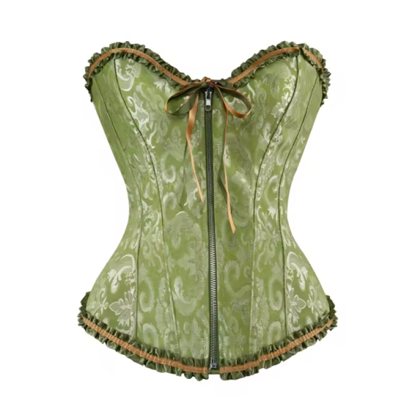 Floral Vintage Gothic Corset top with Zipper - Image 4